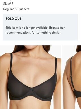 Skims Jelly Sheer Underwire Bra- Retail $58  New with tags 32 D